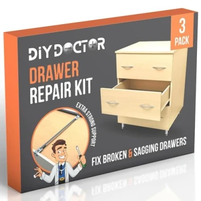 Image of DIY Doctor Drawer Kit Mend Repair Broken Buckled Drawers Strengthener Support Reinforcers Fixing 3 Pack