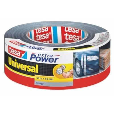Image of tesa Extra Power Universal Duct Tape Adhesive with Strong Hold and Versatile Use for Repairs, Fastening, Sealing More Grey 1 roll 50 m x mm