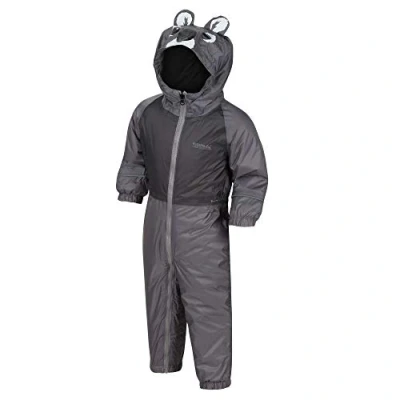 Image of Regatta Kids &#039;Mudplay III&#039; Waterproof Insulated Reflective Suit Overtrousers Rock Grey/Smokey, 12 18