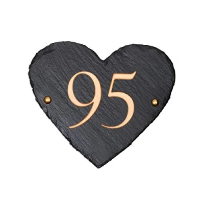 Image of Signs &amp; Numbers Heart Shaped Rough slate personalised number plaque