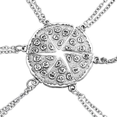 Image of EQLEF Best Friends Pizza Necklaces, Silver Necklaces Couple Friendship (Pack of 6)