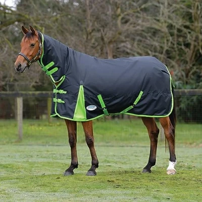 Image of WeatherBeeta ComFiTec Classic Combo Neck Heavy Horse Rug, Black/Lime Green, 6&#039;0