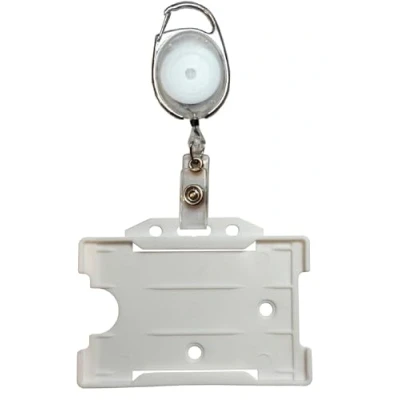 Image of Retractable Badge Reel with Carabiner Clip and ID Card Holder, White PCL Media ltd