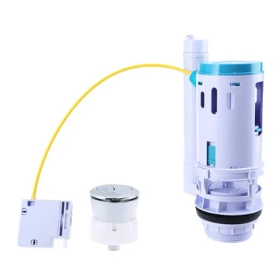 Image of High Efficiency Toilet Flush Mechanism Set Double Action with Easy Push Button Water Saving Cistern Retrofits