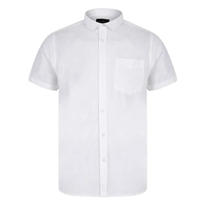 Image of Tokyo Laundry Men&#039;s Bertrand Classic Collar Short Sleeve Linen Cotton Blend Shirt Bright White
