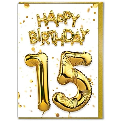 Image of Brainbox Candy 15th Birthday Card Age 15 Beautiful White Gold Foil Effect For Son Daughter Family Friend