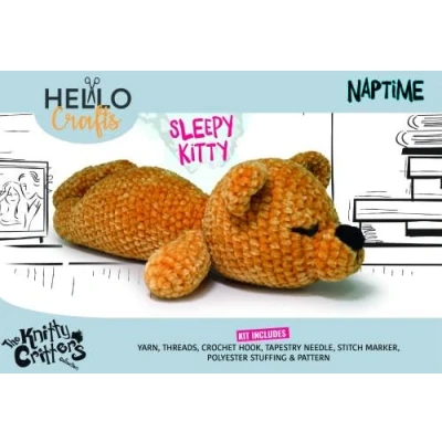 Image of KNITTY CRITTERS Crochet Kit Naptime Sleepy Kitty
