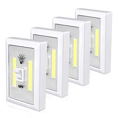 Image of Lzonunl Wardrobe Light, Super Bright Stick On Night Battery Operated Cupboard Lights, Anywhere, Cordless LED Under Cabinet Light for Closet, Attic, Shed, Basements, Hallway(4 Pack)
