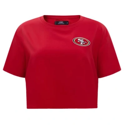 Image of Pro Standard Womens NFL San Francisco 49Ers Classic Chenille Short Sleeve Boxy Tee Red 2XL