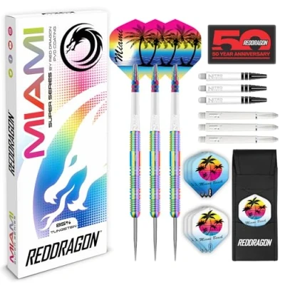 Image of RED DRAGON Miami 26 Gram Professional Tungsten Darts Set with Flights and Stems
