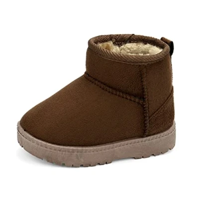 Image of MK MATT KEELY Baby Winter Booties for Toddlers Kids Boy Girl Warm Snow Boots Plush Shoes with Soft Rubber Sole Brown