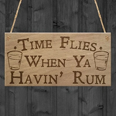 Image of RED OCEAN Havin Rum Funny Alcohol Man Cave Home Bar Pub Hanging Plaque Friend Gift Sign