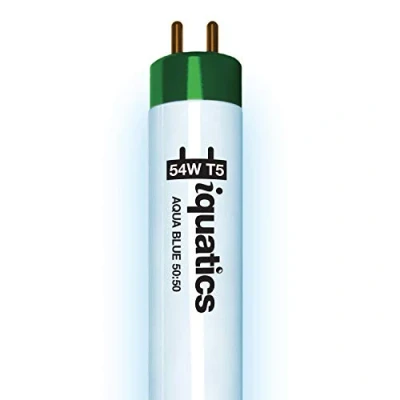Image of iQuatics Juwel Compatible Aquarium Fluorescent Light Bulb T5 (Single), Aqua Blue 50:50, 54w 1200mm 48