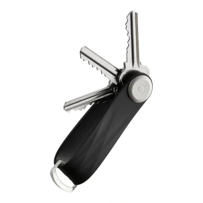 Image of Orbitkey New Active Key Organizer Lite w/updated D Ring Weather Resistant, Stainless Steel Locking Mechanism (Jet Black)