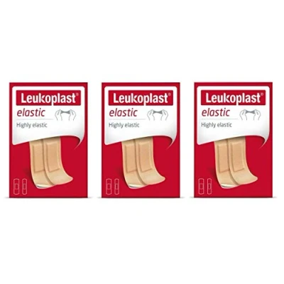 Image of Leukoplast Elastic First Aid Plaster Strips Flexible Adhesive Soft Absorbent Fabric Pads Finger Cuts, Blisters &amp; Accessory 20 PCs (x3 Pack)