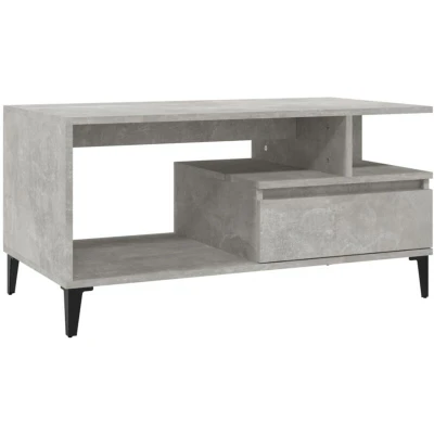 Image of vidaXL Coffee Table Concrete Grey Engineered Wood and Metal Side Modern Furniture for Living Room with Storage Drawer