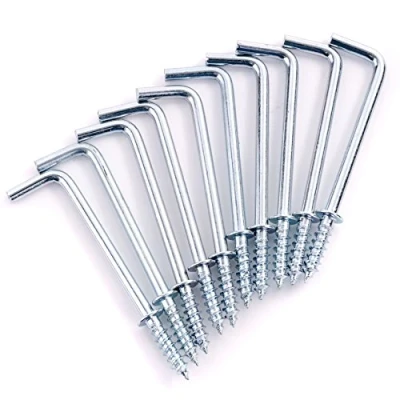 Image of 10x Zinc Plated Shouldered Dresser Cup Hooks 2&quot; Square L Shape Screw in