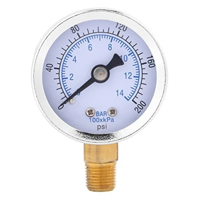 Image of Pressure Gauge, 0 200psi 14bar Hydraulic Water Gauge 40mm Dial Meter 1/8&quot; NPT for bar/psi Measurement