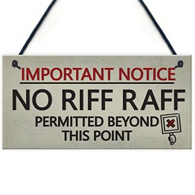 Image of RED OCEAN No Riff Raff Friendship Hanging Plaque Funny Pub Club Home Bar Man Cave Shed Gift Sign