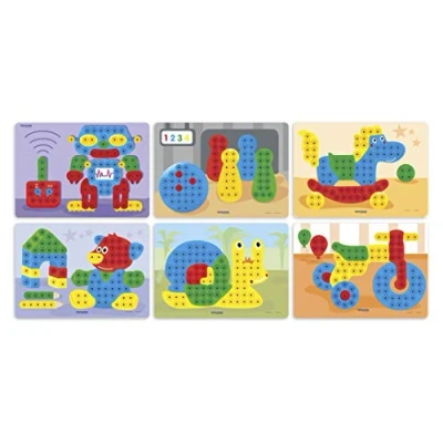 Image of Miniland (ERGUH) 31834 Pegs 15 mm: 6 Pack (Toys) Pattern Game, Multi Colour