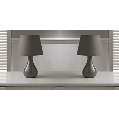 Image of K LIVING Calvin Grey Table Lamp &amp; Shade Pair