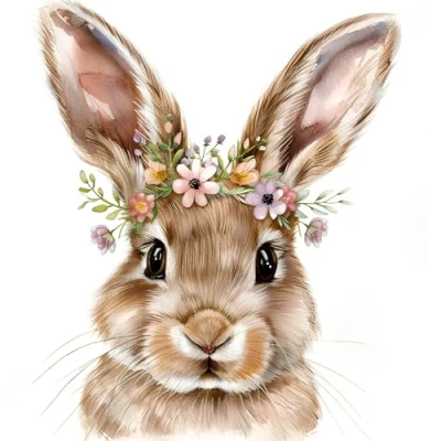 Image of 20 Napkins Easter Cute Rabbit with Flowers as Table Decoration Paper Motif for Spring Animals Also Decoupage and 33 x cm