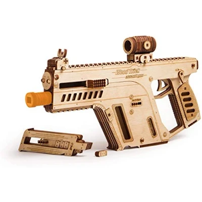 Image of Wood Trick Assault Rifle Gun Wooden Model Toy Gun, Guns for Kids 3D Puzzle Mechanical to Build, Toys, Brain Teaser and Adults
