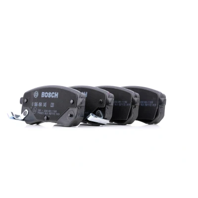 Image of BP1056, E990R02A10811180 Brake pad set BOSCH 0 986 494 145 Low Metallic with integrated wear sensor anti squeak plate, mounting manual
