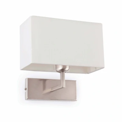 Image of Roda 1 Light Indoor Wall White, Satin Nickel with Shade, E27