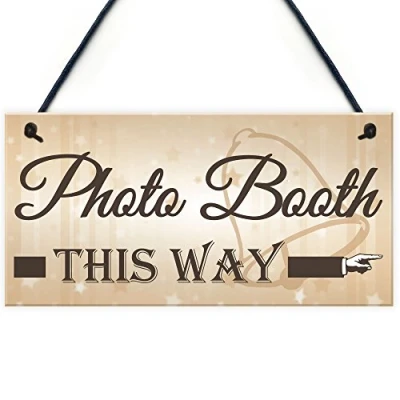 Image of RED OCEAN Photo Booth This Way Hanging Wedding Direction Decoration Arrow Plaque Sign