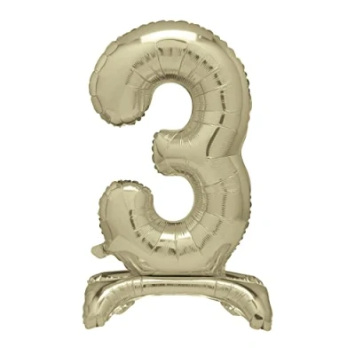 Image of Unique 13233 Giant Standing Foil Number 3 Balloon 76 cm Gold