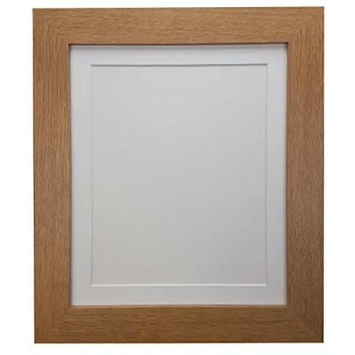 Image of FRAMES BY POST London Picture Photo Frame, Plastic Glass, Oak with White Mount, 20 x 16 Image Size 12 Inches