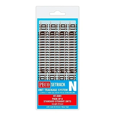 Image of Peco N Set Track 8 X St 1 Standard Straight, 87Mm Long