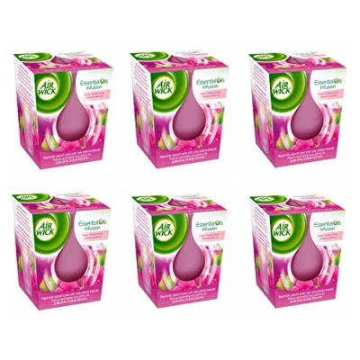 Image of Air Wick Airwick Candle with Essential Oil Infusion Pink Sweet Pea Pack of 6 x 105 g
