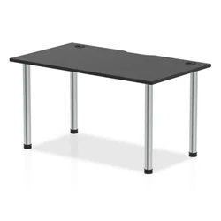 Image of Impulse Black 1400 x 800mm Straight Table CP Chrome Leg