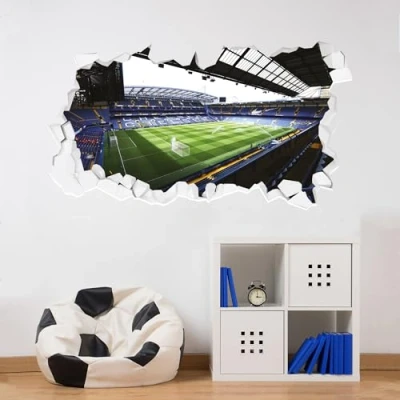 Image of Chelsea Football Club Official Stamford Bridge Stadium Broken Wall Mural Sticker (60cm x 30cm)