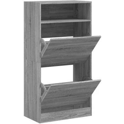 Image of vidaXL Shoe Cabinet Grey Sonoma 60x34x116 Engineered Wood