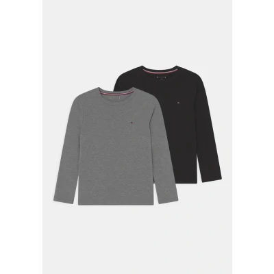 Image of Tommy Hilfiger TEE Unisex 2 PACK Long sleeved top for kids, Size: 14 16y, Medium grey heather/black