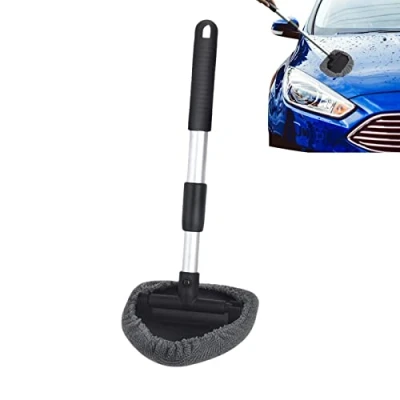 Image of GIMOCOOL Car Windscreen Cleaner, 2 Reusable and Washable Microfiber Pads, Cleaner Tool Cloth Demister Pad, Windshield Cleaning with Telescopic Handle Auto Inside Glass Wiper Kit