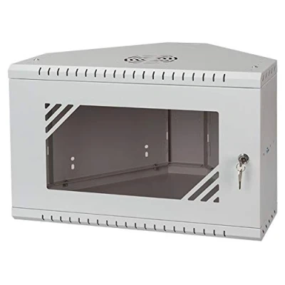 Image of Stalflex Rack Cabinet Corner 19&quot; 6U, 330mm, Glass Door, Gray CRC19 6U 330GG