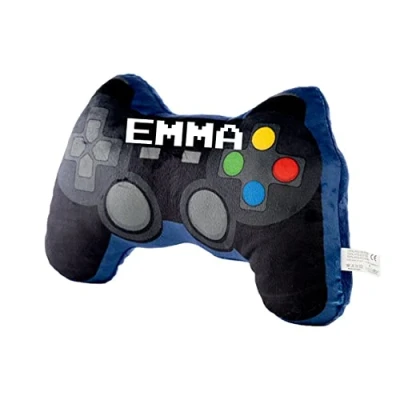 Image of Personalised Plush Game Over Controller Shaped Cushion, Home Decorative, Gaming Gift, Novelty Shape, Gamer cushion