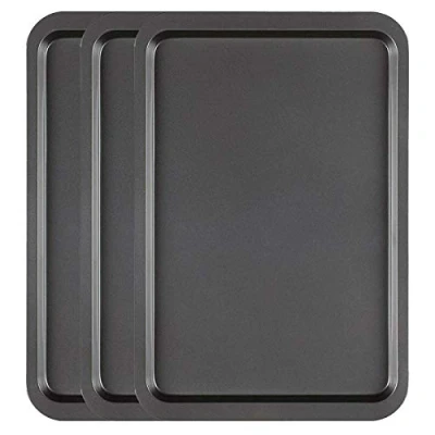 Image of AMOS Premium 3 x Large Oven Tray Carbon Steel Baking Trays Set Non Stick Sheets Roasting Tins