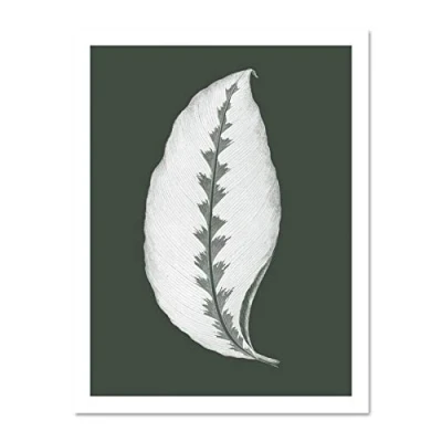 Image of Wee Blue Coo Botanics Hunter Green Jungle Leaf Large White Framed Art Print Wall Poster 18x24 inch