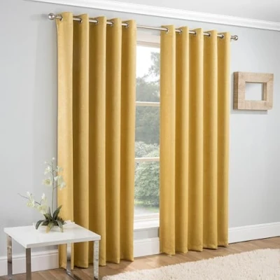 Image of Enhanced Living Vogue Ochre 66 x 54 inch (168x137cm) Eyelet Thermal Noise Reducing Dim Out Curtains for Bedroom and Room