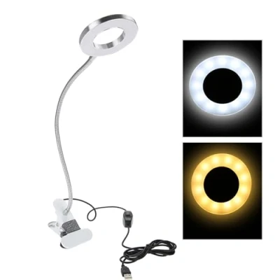 Image of USB Makeup Tattoo LED Lamp Beauty Table with Clamp for Microblading Eyebrow/Eyeliner, Home and Salon Use (White Light/Warm Light)