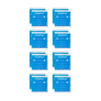 Image of Relaxdays Pads, Set of 16, Cold Warm, 14 x 13 cm, First Aid, Reusable Gel Cooling Compresses, Blue, 13x14 cm