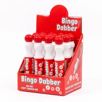 Image of evelay 12 Bingo Dabbers Large Red Felt Markers Mixed Pens Ticket Dobbers Non Drip