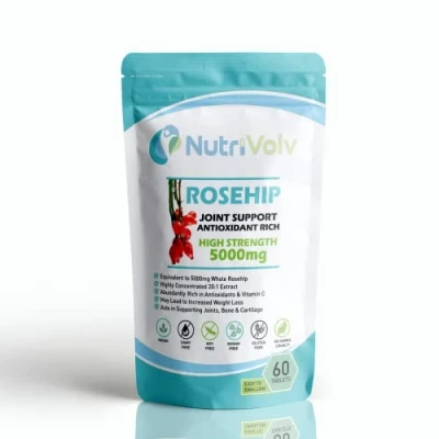 Image of Nutrivolv Rosehip 5000mg 60 Vegan Tablets 2 Months Supply Joint, Bone &amp; Cartilage Support Antioxidant for Inflammation Pain Relief High Strength Supplement