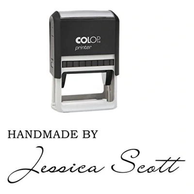 Image of Self Inking Custom Rubber Stamper Signature Font Handmade by Personalized Stamp Gift ME