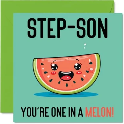 Image of Birthday Cards for Step Son One In A Melon Funny Happy Card from Mum Dad, Gifts, 145mm x Joke Greeting Men Him